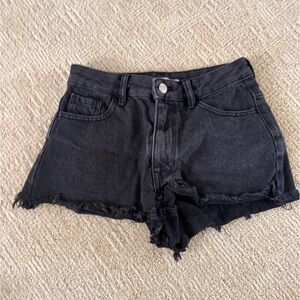 Black denim shorts